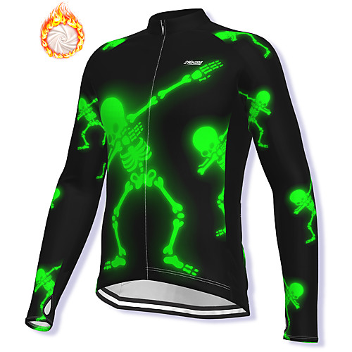 

21Grams Men's Long Sleeve Cycling Jacket Winter Fleece Spandex Green Bike Jacket Mountain Bike MTB Road Bike Cycling Fleece Lining Warm Sports Clothing Apparel / Stretchy / Athleisure