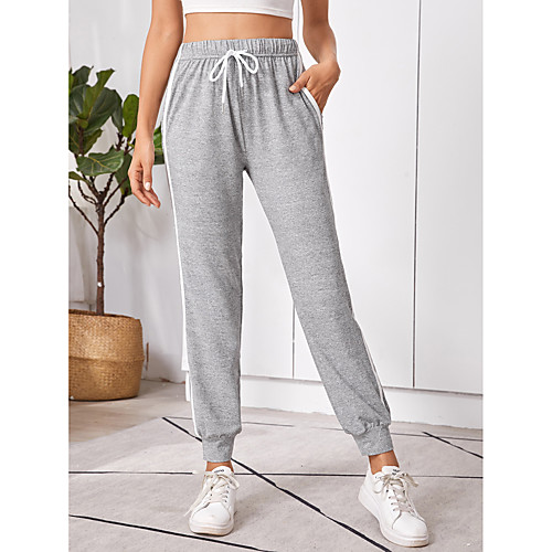 

Women's Sweatpants Joggers Jogger Pants Athletic Bottoms Drawstring Spandex Gym Workout Running Jogging Training Exercise Thermal Warm Breathable Soft Sport Stripes Gray / Stretchy / Athleisure