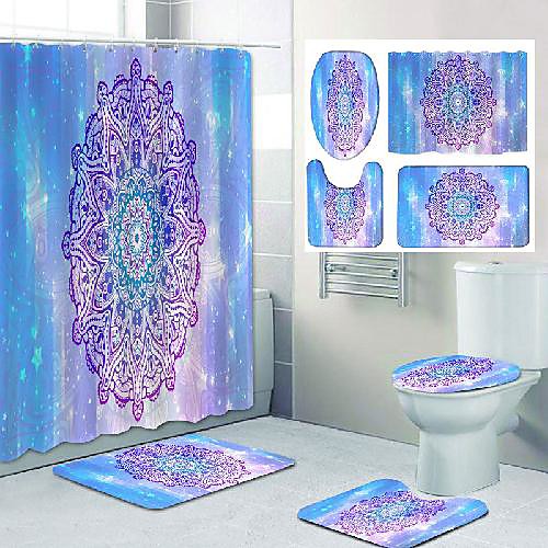 

mandala pattern printing bathroom shower curtain leisure toilet four-piece design