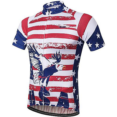 

21Grams Men's Short Sleeve Cycling Jersey Red National Flag Bike Jersey Top Mountain Bike MTB Road Bike Cycling UV Resistant Quick Dry Sports Clothing Apparel / Athletic