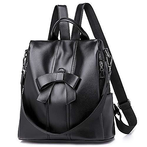 

women backpack purse waterproof nylon anti-theft rucksack lightweight school shoulder bag (black)