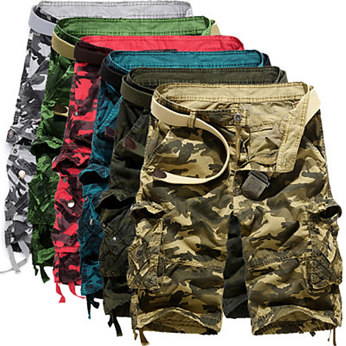 

Men's Hiking Cargo Shorts Solid Color Summer Outdoor 10 Loose Breathable Anti-tear Multi-Pocket Cotton Shorts Red Army Green Grey Khaki Green Hunting Fishing Climbing 29 30 31 32 34 / Camo / Camo