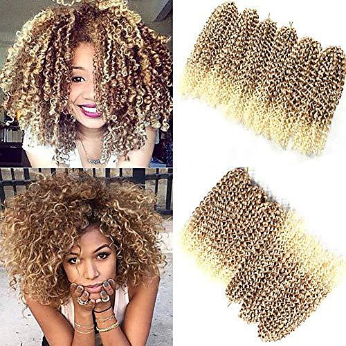 

6 bundles marlybob crochet hair 12 inch kinky curly crochet braids ombre jerry curly synthetic braiding hair extension (27/613)