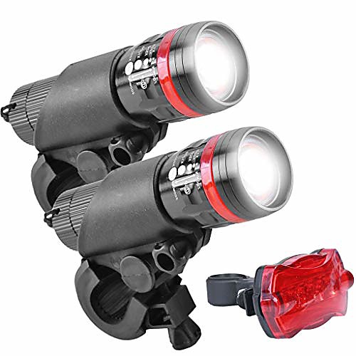 

bike lighting set - super brightness 10w t6 multi-purpose flashlight front and rear 2 bike lights headlights rear light reflectors (color: black red)