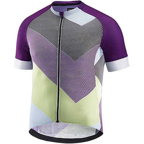 

21Grams Men's Short Sleeve Cycling Jersey Purple Patchwork Bike Jersey Mountain Bike MTB Road Bike Cycling Breathable Sports Clothing Apparel / Athletic