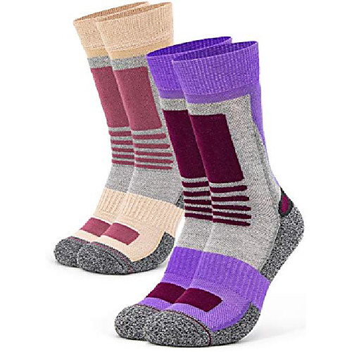 

2 pairs of women's trekking socks | hiking socks | outdoor socks | functional socks with padded sole in different colors and sizes (red-purple, 35-38)