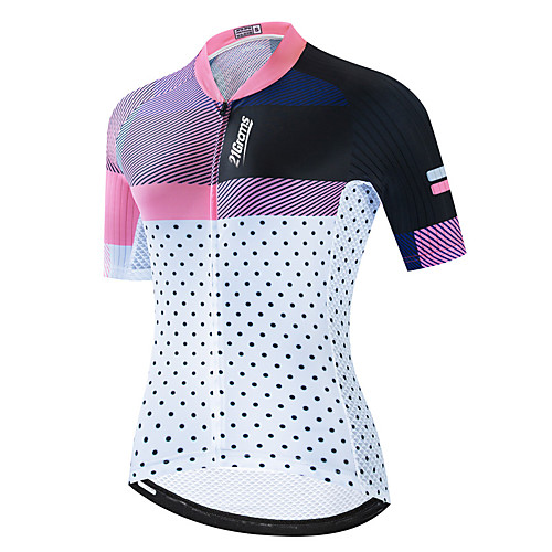 

21Grams Women's Short Sleeve Cycling Jersey White Polka Dot Bike Jersey Mountain Bike MTB Road Bike Cycling Breathable Sports Clothing Apparel / Athletic
