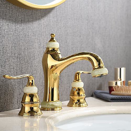 

Bathroom Sink Faucet - Widespread Electroplated Widespread Two Handles Three HolesBath Taps