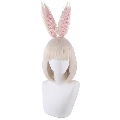 

Cosplay Wig Rabbit spring BEASTARS Straight With Bangs Wig Short Medium Length Light Blonde Synthetic Hair 28 inch Women's Anime Cosplay Adorable Blonde