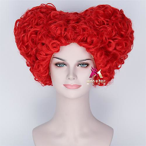 

Synthetic Wig Cosplay Wig Alice's Adventures in Wonderland Curly Asymmetrical With Bangs Wig Short Red Synthetic Hair 12 inch Women's Fashionable Design Cosplay Adorable Red