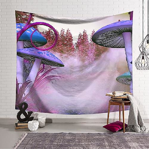 

wall tapestry art decor blanket curtain hanging home bedroom living room decoration mushroom forest polyester