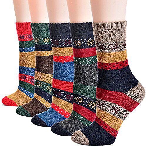 

hiwill women thick casual wool crew thermal socks - 5 pack - -