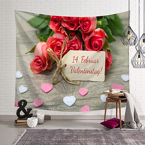 

Valentine's Day Wall Tapestry Art Decor Blanket Curtain Hanging Home Bedroom Living Room Decoration Heart Rose