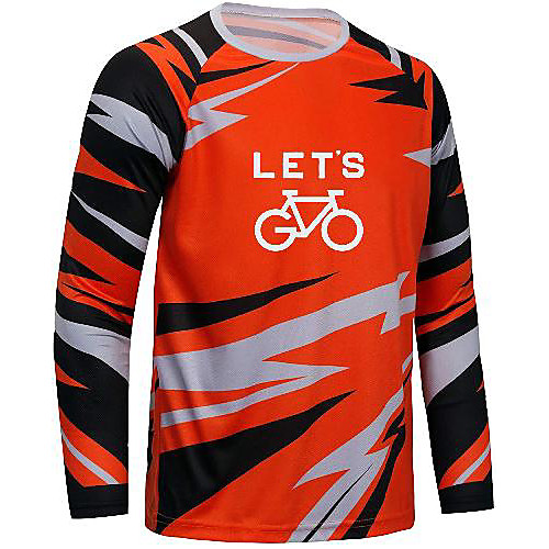 

21Grams Men's Long Sleeve Downhill Jersey Orange Bike Jersey Mountain Bike MTB Road Bike Cycling UV Resistant Quick Dry Sports Clothing Apparel / Athletic