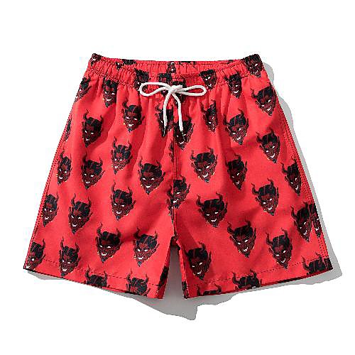 

Men's Casual Chino Quick Dry Leisure Sports Going out Chinos Pants Graphic 3D Skull Short Layered Print Red