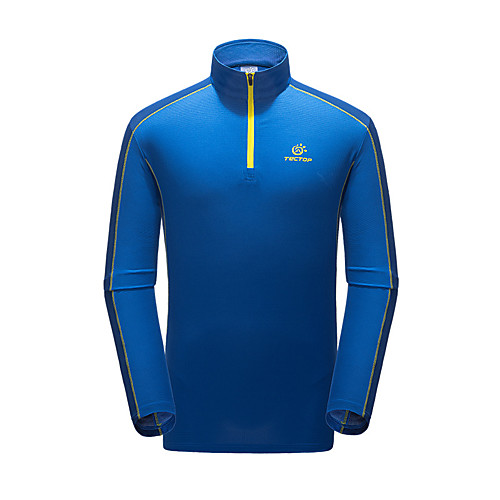

Men's Hiking Sweatshirt Long Sleeve Stand Collar Tee Tshirt Outdoor Breathable Quick Dry Soft High Elasticity Autumn / Fall Spring Polyester Patchwork Rose red (female) Sky blue (female) Dark gray