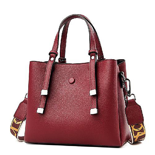 

Women's Bags PU Leather Satchel Top Handle Bag Zipper Daily Outdoor Handbags Baguette Bag Black Blue Purple Red