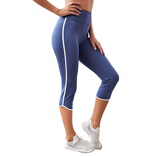 

Women's Running Capri Pants Compression Pants Athletic Bottoms Spandex Gym Workout Running Jogging Training Exercise Thermal Warm Breathable Soft Sport Stripes Ocean Blue / Stretchy / Athleisure