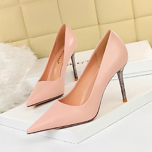 

Women's Heels Stiletto Heel Pointed Toe Daily PU Synthetics Almond White Black