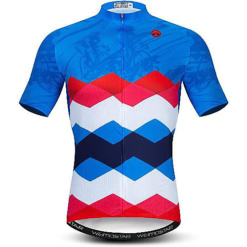

21Grams Men's Short Sleeve Cycling Jersey Blue Bike Jersey Mountain Bike MTB Road Bike Cycling Breathable Quick Dry Sports Clothing Apparel / Athletic