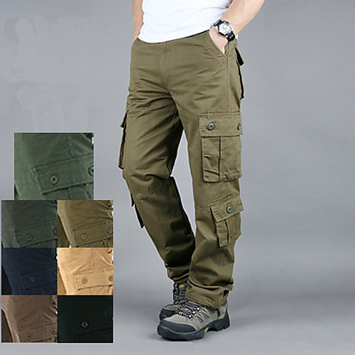 

Men's Hiking Cargo Pants Solid Color Outdoor Breathable Anti-tear Multi-Pockets Cotton Bottoms Navy ArmyGreen Army Yellow Grass Green Black Hunting Fishing Climbing 29 30 31 32 33