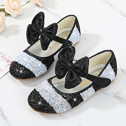 

Girls' Flats Comfort Flower Girl Shoes Princess Shoes Faux Fur PU Little Kids(4-7ys) Daily Party & Evening Walking Shoes Bowknot Sequin Black Pink Gold Fall Spring / Color Block