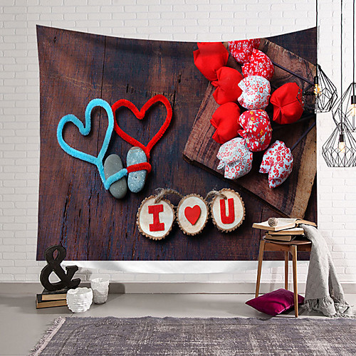 

Valentine's Day Wall Tapestry Art Decor Blanket Curtain Hanging Home Bedroom Living Room Decoration Rose Flower Heart Tree