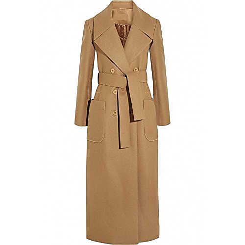 

women plus size autumn winter cassic simple wool maxi long coat female robe outerwear (xx-large) camel