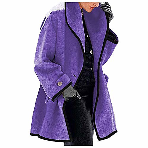 

women's coat, womens winter wool coat trench jacket ladies warm slim long overcoat outwear, clothing for women (purple xl)