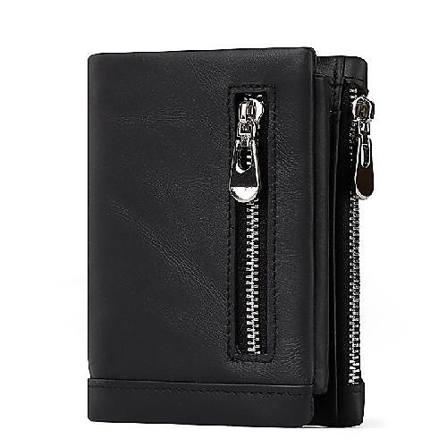 

Men's Bags Nappa Leather Cowhide Wallet Zipper Solid Colored Daily 2021 Dark Brown Black