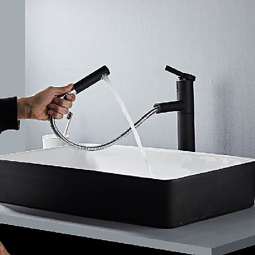 

Bathroom Sink Faucet - Rotatable / Pull out Painted Finishes Mount Outside Single Handle One HoleBath Taps