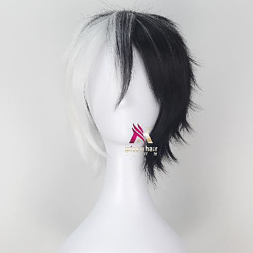 

Synthetic Wig Monokuma Dangan Ronpa Curly Asymmetrical Wig Short Black / White Synthetic Hair 12 inch Men's Cool Exquisite Black