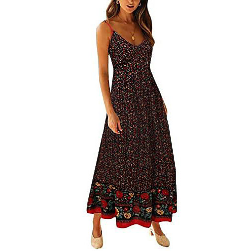 

ladies summer dresses bohemian dress v neck cami floral dress beach dress long dresses maxi dress cocktail dress black p