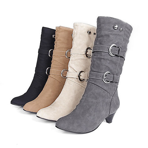 

us size 5-12 women mid-calf boots slip on casual suede soft boots