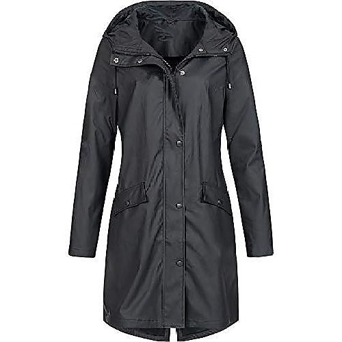 

womens jackets hooded raincoat waterproof outdoor hoodie casual zipper windbreaker ladies long coats overcoat with pockets black xxl