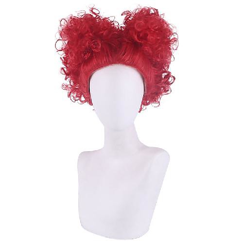 

Cosplay Costume Wig Red Queen Alice's Adventures in Wonderland Curly Asymmetrical Wig Short Red Synthetic Hair Women's Fashionable Design Cosplay Creative Red