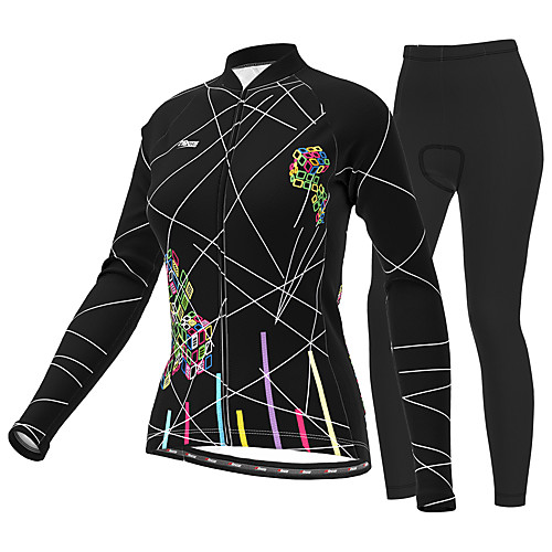 

21Grams Women's Long Sleeve Cycling Jersey with Tights Winter Summer Lycra Polyester Purple Yellow Red Plus Size Bike Clothing Suit 3D Pad Ultraviolet Resistant Quick Dry Breathable Reflective Strips