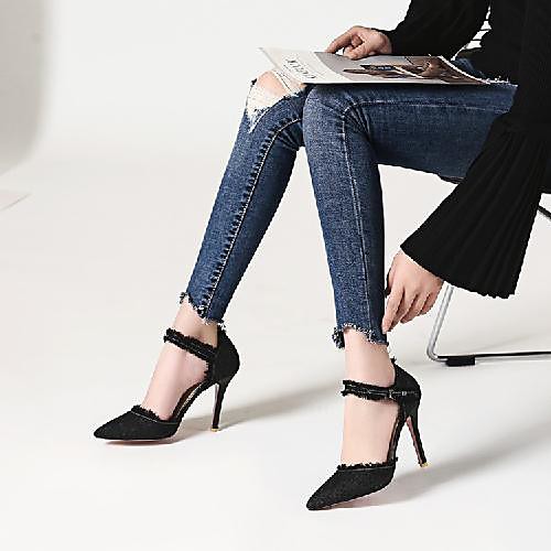 

Women's Sandals Stiletto Heel Pointed Toe PU Synthetics Black Blue