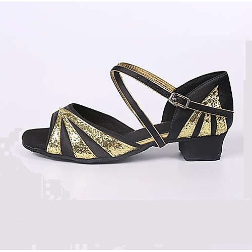 

Women's Latin Shoes Heel Thick Heel Fuchsia Gold Buckle