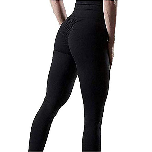 

ruched leggings for women scrunch butt high waist pants workout running gym trousers (black, xxl)