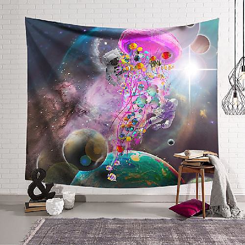 

wall tapestry art decor blanket curtain hanging home bedroom living room decoration planet jellyfish polyester