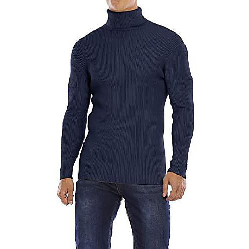 

men's sweater knitted sweater turtleneck slim fit men's winter basic turtleneck sweater long-sleeved sweater (marine, x-large)