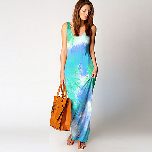 

2021 new ebay aliexpress wish european and american slim tie-dye sexy sleeveless vest long dress