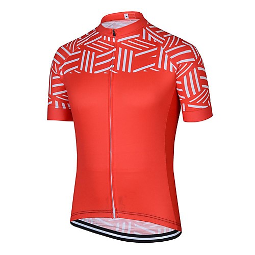

21Grams Men's Short Sleeve Cycling Jersey Red Stripes Bike Jersey Mountain Bike MTB Road Bike Cycling Breathable Sports Clothing Apparel / Athletic