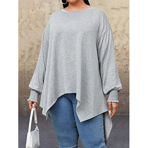 

Women's Plus Size Patchwork Plain Blouse Large Size Round Neck Short Sleeve Tops Big Size