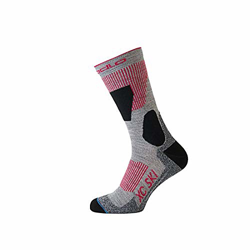 

men's socks long xc ski, grey melange/hibiscus, 45-47