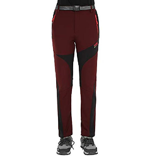 

soft shell trousers women's winter warm lined outdoor trousers windproof waterproof hiking trousers zip off trekking trousers functional climbing trousers, womens, yl-01dzk03-17, b-weinrot, s
