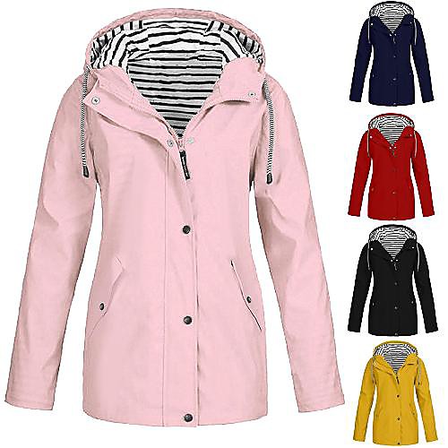 

women rain jacket lightweight hooded waterproof fleece lined raincoat long sleeve windproof and warm windbreaker outdoor zipped trench coats windbreaker parka, s-5xl