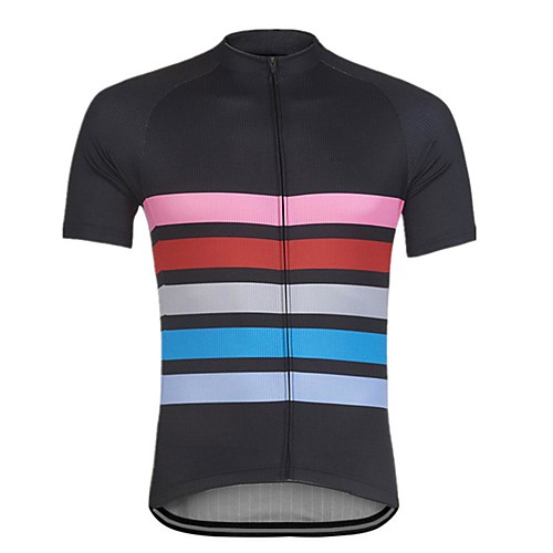 

21Grams Men's Short Sleeve Cycling Jersey Black Stripes Bike Jersey Mountain Bike MTB Road Bike Cycling Breathable Sports Clothing Apparel / Athletic