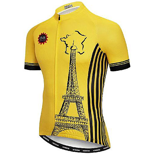 

21Grams Men's Short Sleeve Cycling Jersey Yellow Bike Jersey Mountain Bike MTB Road Bike Cycling Breathable Quick Dry Sports Clothing Apparel / Athletic